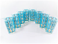 Load image into Gallery viewer, Sears Mid-Century Elegance 22-Karat Gold and Turquoise Highball Glasses (Set of 8)

