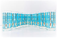 Load image into Gallery viewer, Sears Mid-Century Elegance 22-Karat Gold and Turquoise Highball Glasses (Set of 8)
