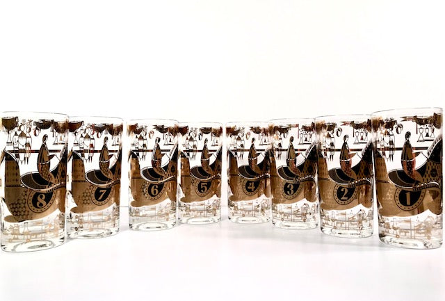Georges Briard Signed Mid-Century Kentucky Derby Complete 8-Piece Set