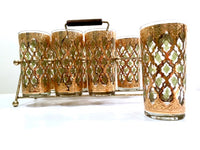 Load image into Gallery viewer, Culver Signed Mid-Century Valencia 8-Piece Highball Glasses With Carrier
