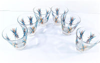 Load image into Gallery viewer, Federal Glass Inca Atomic Turquoise and 22-Karat Gold Starburst Jigger/Shot Glasses (Set of 6)
