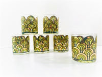 Load image into Gallery viewer, Retro Mod 22-Karat Gold and Green Arches Glasses (Set of 6)
