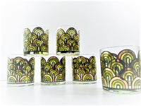 Load image into Gallery viewer, Retro Mod 22-Karat Gold and Green Arches Glasses (Set of 6)
