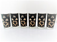 Load image into Gallery viewer, Mid-Century 22-Karat Gold and Black Bumblebee Highball Glasses (Set of 6)
