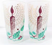 Load image into Gallery viewer, Vintage Frosted Holiday Candle Glasses (Set of 4)
