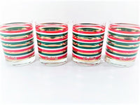 Load image into Gallery viewer, Georges Briard Signed Holiday Striped Double Old Fashion Glasses (Set of 4)
