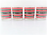 Load image into Gallery viewer, Georges Briard Signed Holiday Striped Double Old Fashion Glasses (Set of 4)
