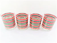 Load image into Gallery viewer, Georges Briard Signed Holiday Striped Double Old Fashion Glasses (Set of 4)
