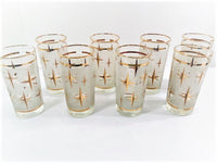 Load image into Gallery viewer, Dominion Glass Mid-Century 22-Karat Gold and White Stars Glasses (Set of 8)
