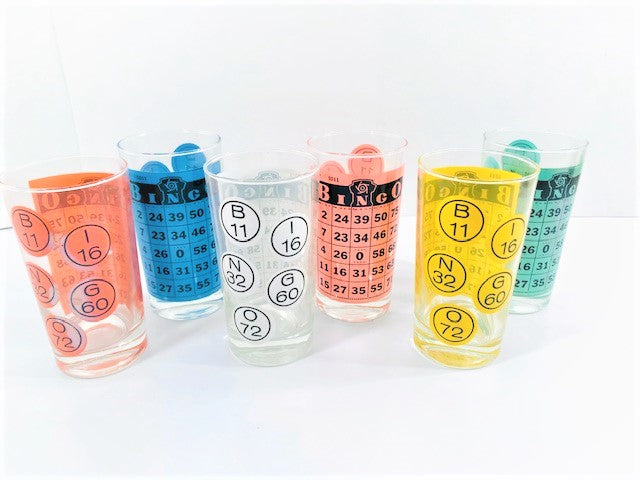 Caprice Glass Mid-Century BINGO Glasses (Set of 6)