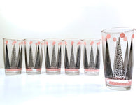 Load image into Gallery viewer, Hazel Atlas Mid-Century Pink and Black Crown Glasses (Set of 6)
