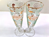 Load image into Gallery viewer, Libbey Mid-Century Marine Life Pilsner/Champagne Glasses (Set of 4)
