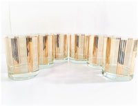 Load image into Gallery viewer, Georges Briard Signed Gold and White Abstract Double Old Fashion Glasses (Set of 6)
