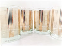 Load image into Gallery viewer, Georges Briard Signed Gold and White Abstract Double Old Fashion Glasses (Set of 6)
