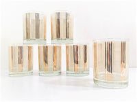 Load image into Gallery viewer, Georges Briard Signed Gold and White Abstract Double Old Fashion Glasses (Set of 6)
