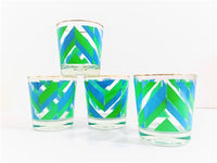 Load image into Gallery viewer, Retro Blue and Green Arrow Glasses (Set of 4)
