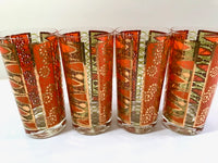 Load image into Gallery viewer, Georges Briard Signed Mid-Century Orange and Green Deco Highball Glasses (Set of 4)

