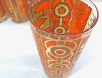 Load image into Gallery viewer, Georges Briard Signed Mid-Century Orange and Green Deco Highball Glasses (Set of 4)
