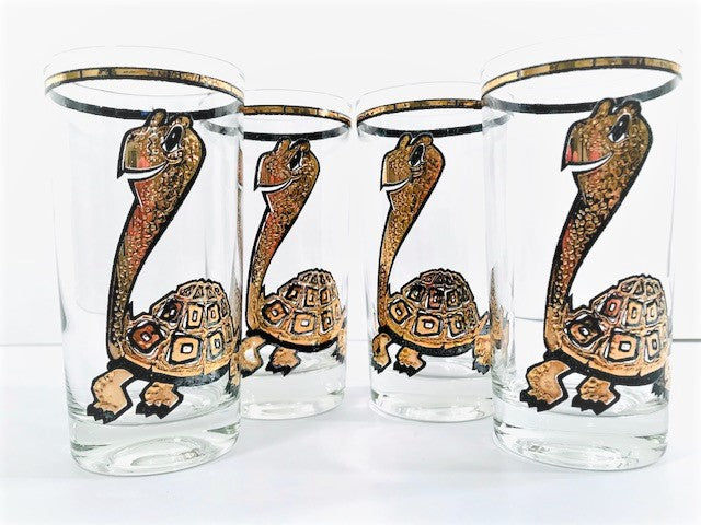 Vintage 22-Karat Gold Turtle Glasses (Set of 4)