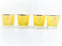 Load image into Gallery viewer, Bartlett Collins Mid-Century Yellow Atomic North Star Old Fashion Glasses (Set of 4)
