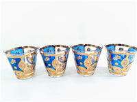 Load image into Gallery viewer, Culver Signed Mid-Century Blue and 22-Karat Gold Leaf Glasses (Set of 4)
