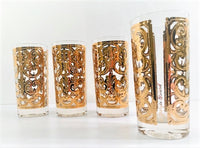 Load image into Gallery viewer, Georges Briard Signed 22-Karat Gold Spanish Scroll Highball Glasses (Set of 4)
