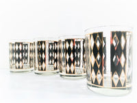 Load image into Gallery viewer, Georges Briard Signed Gold and Black Harlequin Double Old Fashion Glasses (Set of 4)
