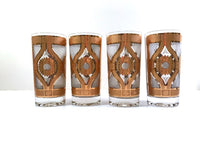 Load image into Gallery viewer, Fred Press Signed Mid-Century Golden Flower Glasses (Set of 4)
