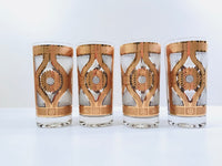 Load image into Gallery viewer, Fred Press Signed Mid-Century Golden Flower Glasses (Set of 4)
