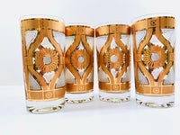 Load image into Gallery viewer, Fred Press Signed Mid-Century Golden Flower Glasses (Set of 4)
