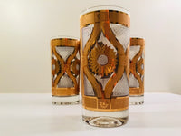 Load image into Gallery viewer, Fred Press Signed Mid-Century Golden Flower Glasses (Set of 4)
