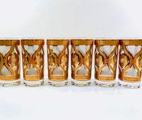 Load image into Gallery viewer, Fred Press Signed Mid-Century Golden Flower Glasses (Set of 6)
