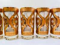 Load image into Gallery viewer, Fred Press Signed Mid-Century Golden Flower Glasses (Set of 6)
