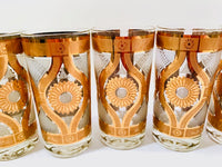 Load image into Gallery viewer, Fred Press Signed Mid-Century Golden Flower Glasses (Set of 6)
