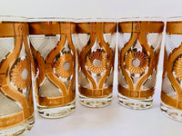 Load image into Gallery viewer, Fred Press Signed Mid-Century Golden Flower Glasses (Set of 6)
