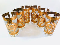 Load image into Gallery viewer, Fred Press Signed Mid-Century Golden Flower Glasses (Set of 6)
