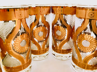 Load image into Gallery viewer, Fred Press Signed Mid-Century Golden Flower Glasses (Set of 6)
