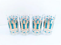 Load image into Gallery viewer, Mid-Century Green, Turquoise and 22-Karat Gold Highball Glasses (Set of 4)
