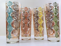 Load image into Gallery viewer, Gay Fad Signed Atomic Swirl Tall Collins Glasses (Set of 4)
