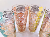 Load image into Gallery viewer, Gay Fad Signed Atomic Swirl Tall Collins Glasses (Set of 4)
