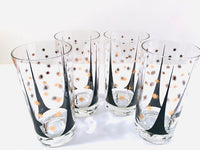 Load image into Gallery viewer, Fred Press Signed Mid-Century Black and 22-Karat Gold Atomic Triangles and Starburst Highball Glasses (Set of 4)
