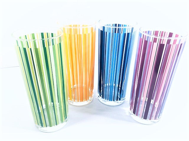 Ins Vertical Stripes Glass Cups With Lids And Straws Clear Glass