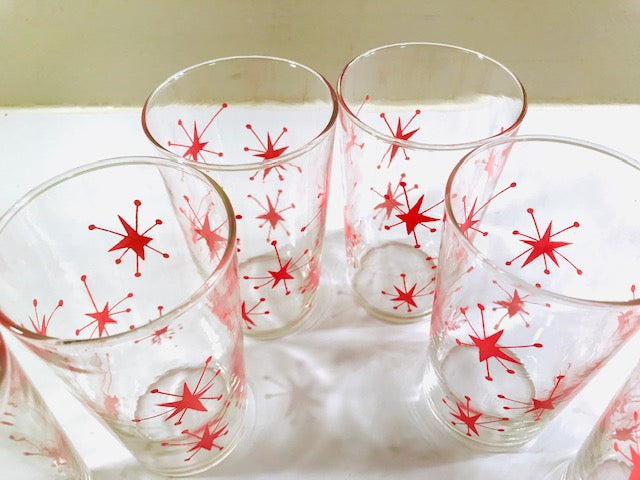 Vintage MCM buy Starburst Drinking Glasses w/Carrier