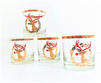 Load image into Gallery viewer, Culver Signed Mid-Century Rudolph The Red Nose Reindeer Old Fashion Glasses (Set of 4)
