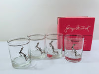 Load image into Gallery viewer, Georges Briard Signed Mid-Century Silver Rudolph the Red Nose Reindeer Double Old Fashion Glasses (Set of 4)

