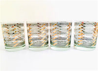 Load image into Gallery viewer, Georges Briard Signed Gold Triangle Black Stripes Double Old Fashion Glasses (Set of 4)
