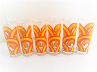 Load image into Gallery viewer, Colony Signed Yellow and Orange Retro Swirl Tall Collins Glasses (Set of 6)
