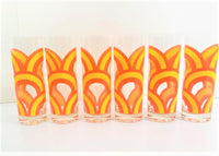 Load image into Gallery viewer, Colony Signed Yellow and Orange Retro Swirl Tall Collins Glasses (Set of 6)
