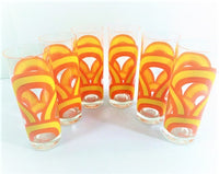 Load image into Gallery viewer, Colony Signed Yellow and Orange Retro Swirl Tall Collins Glasses (Set of 6)
