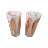 Load image into Gallery viewer, Fred Press Signed Mid-Century 22-Karat Gold Frosted Pink Leaf Glasses (Set of 2)
